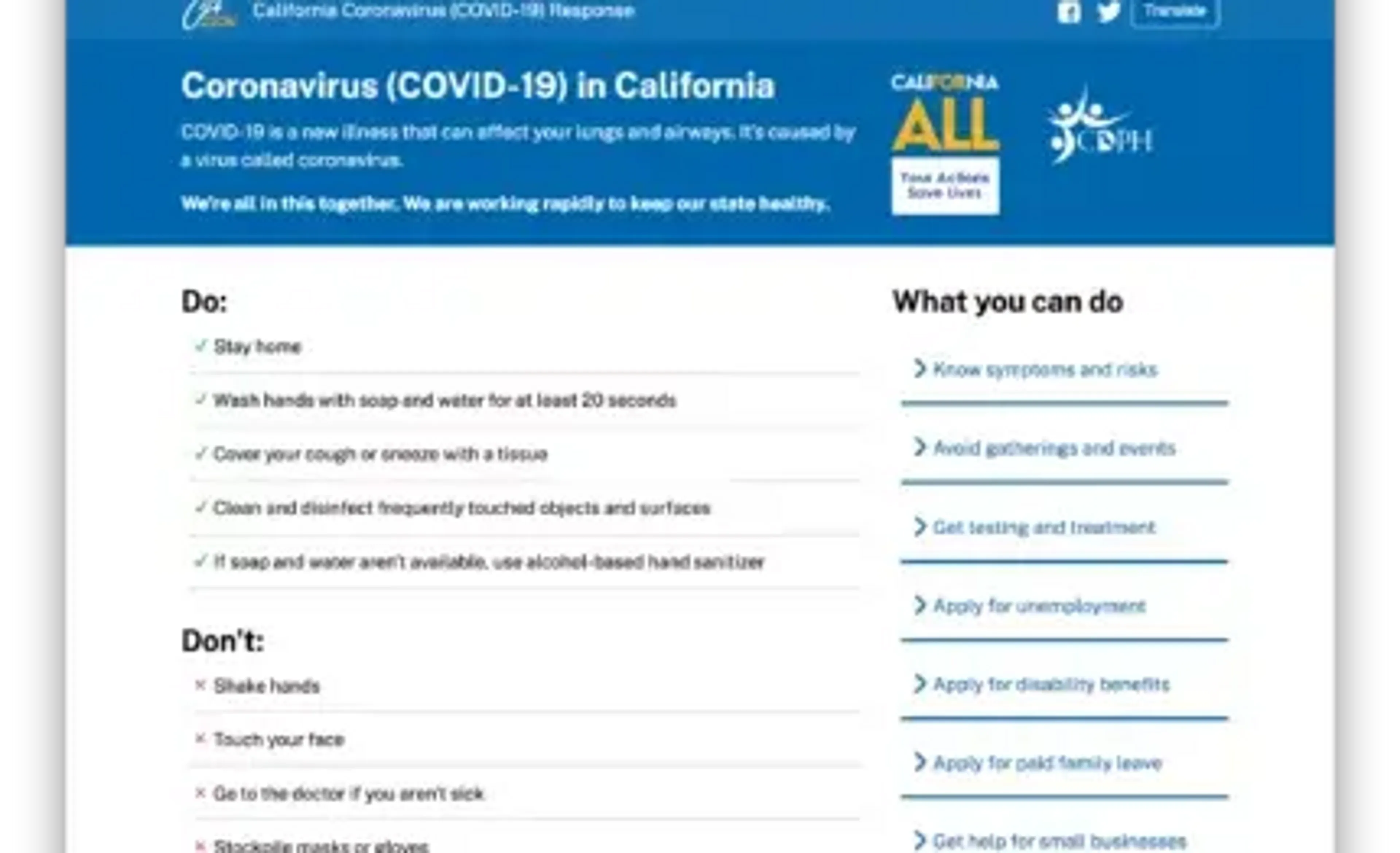 Covid in California warning