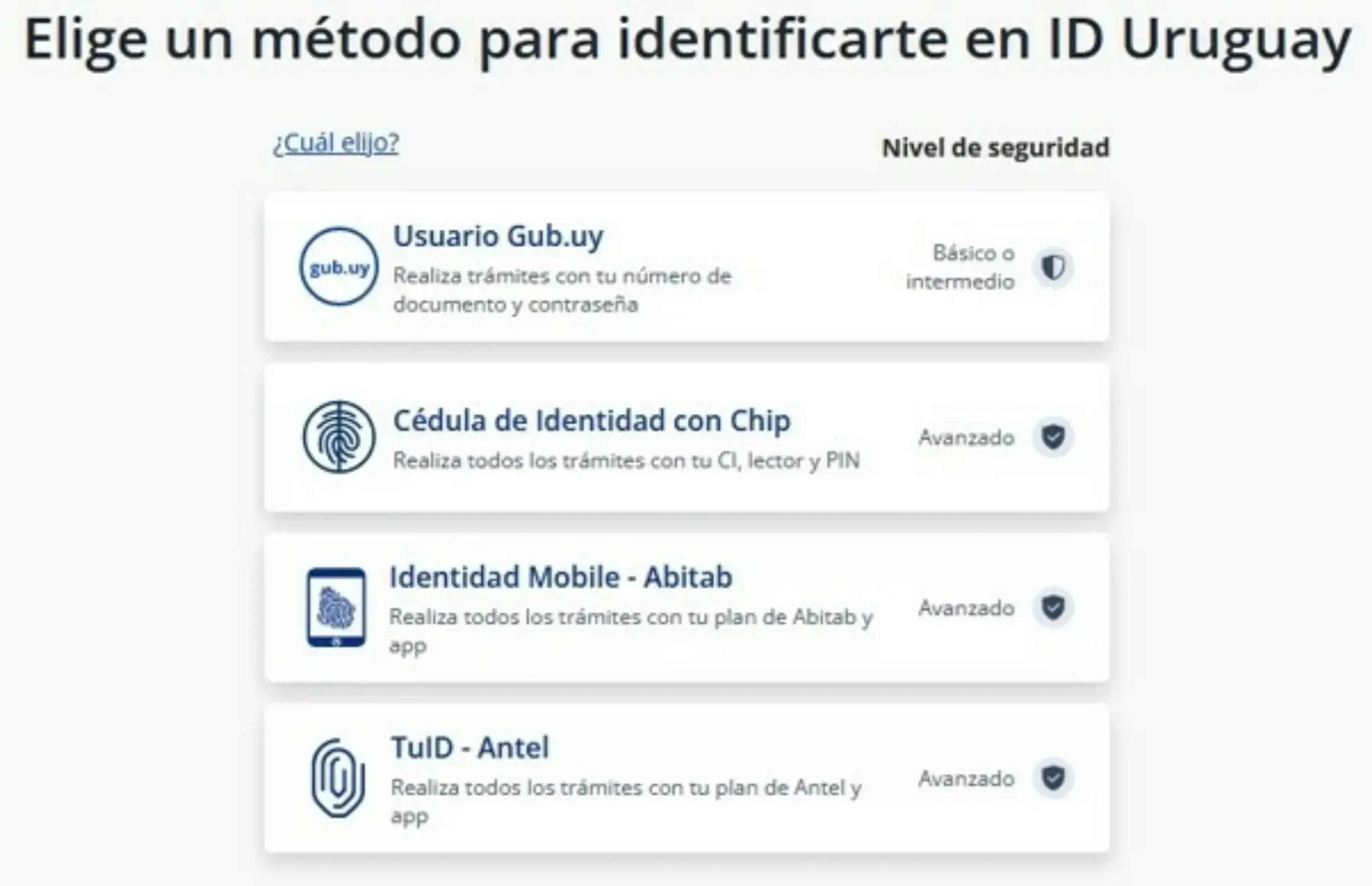 A screengrab of the ID Uruguay platform