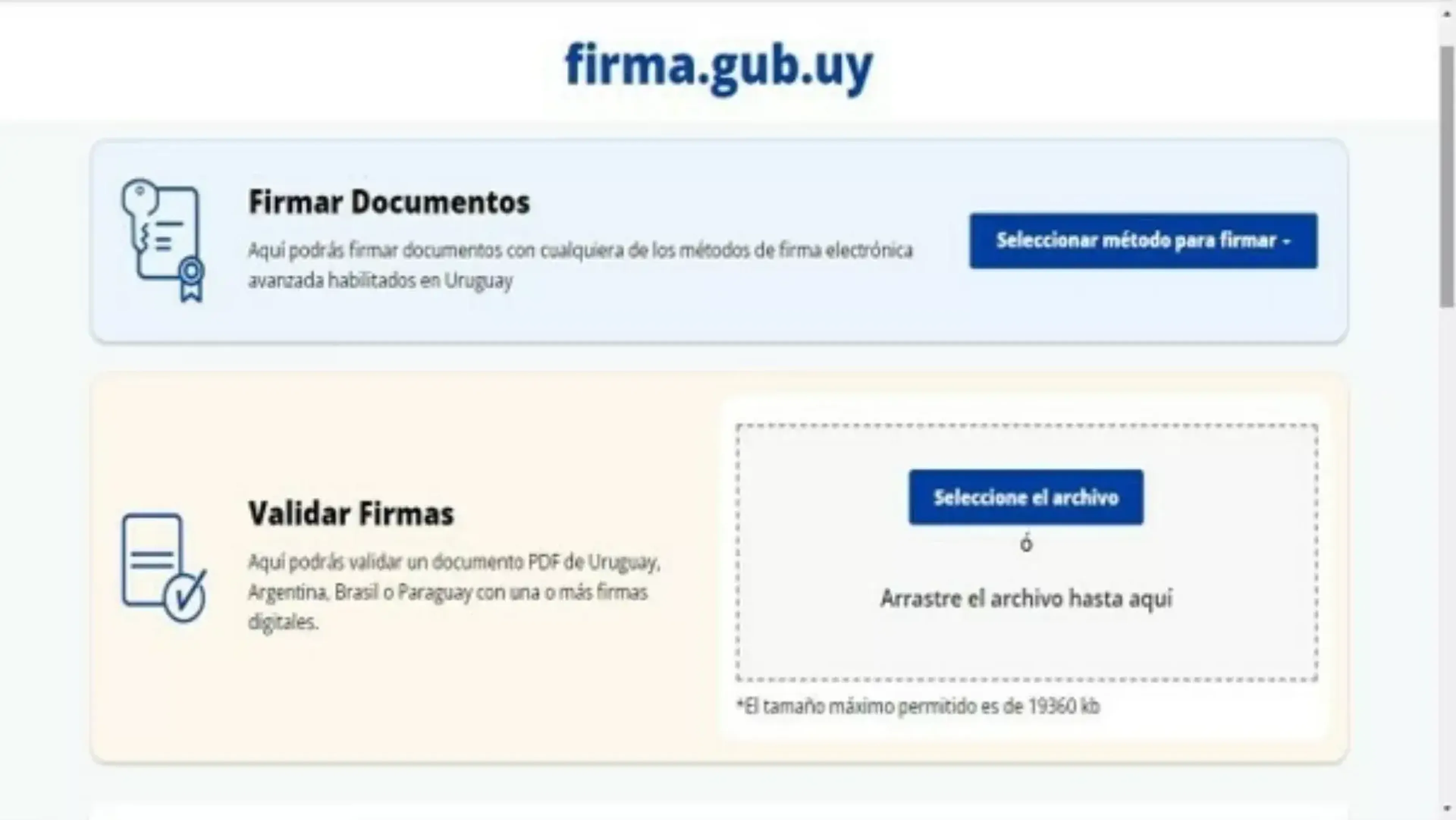 A snapshot of the firma.gub.uy platform