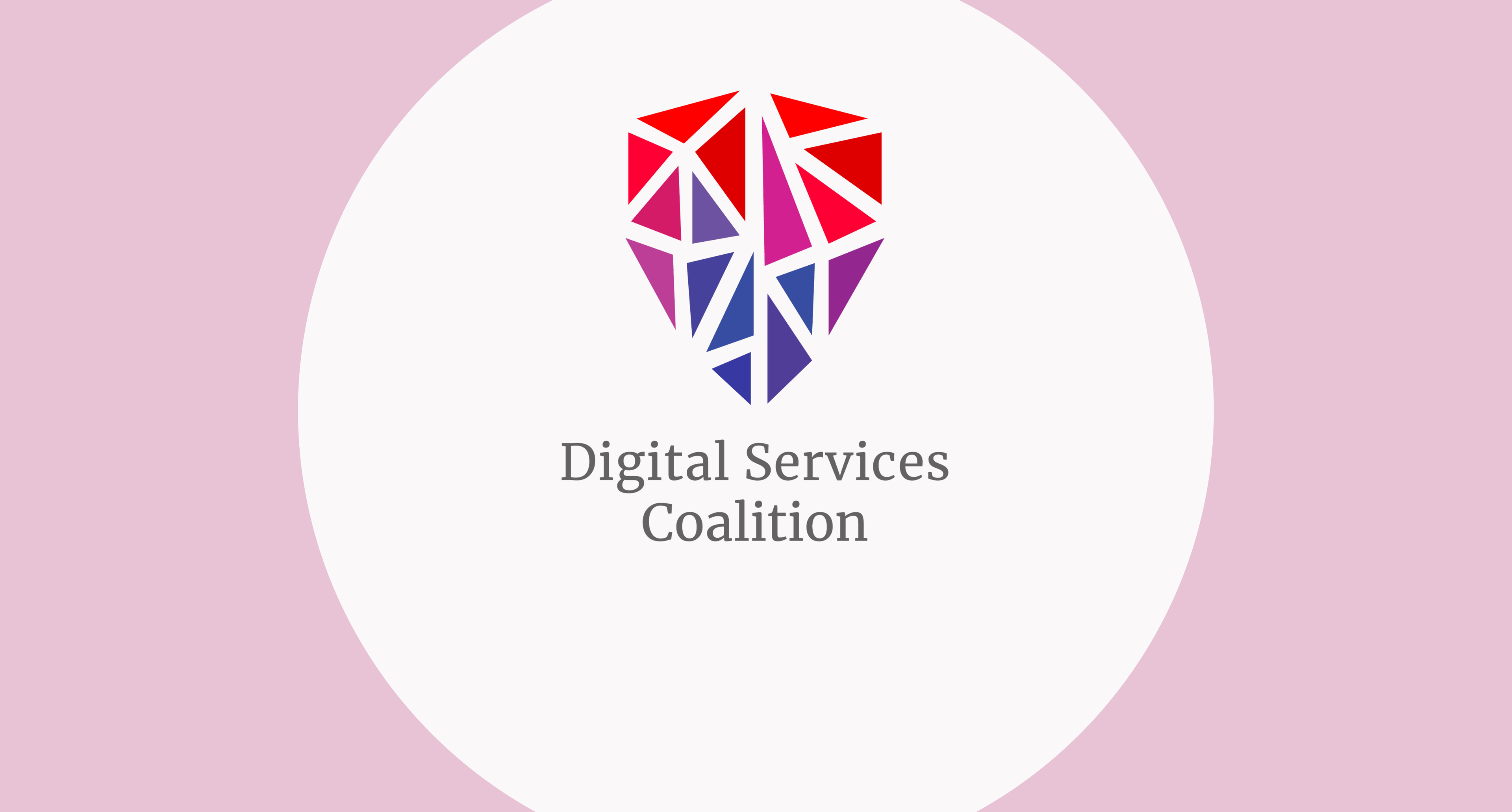 The Digital Services Coalition logo on a pink background