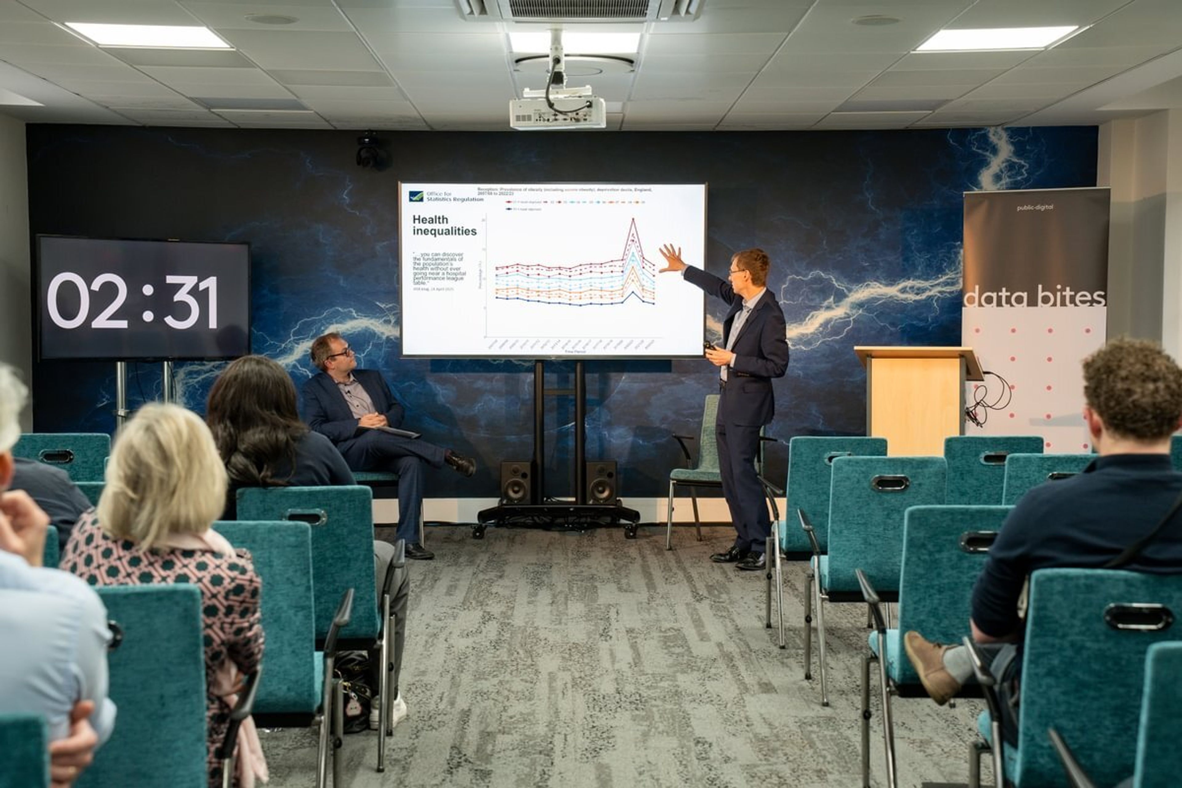 Ed ﻿Humpherson showing a line graph representing health inequalities in the UK