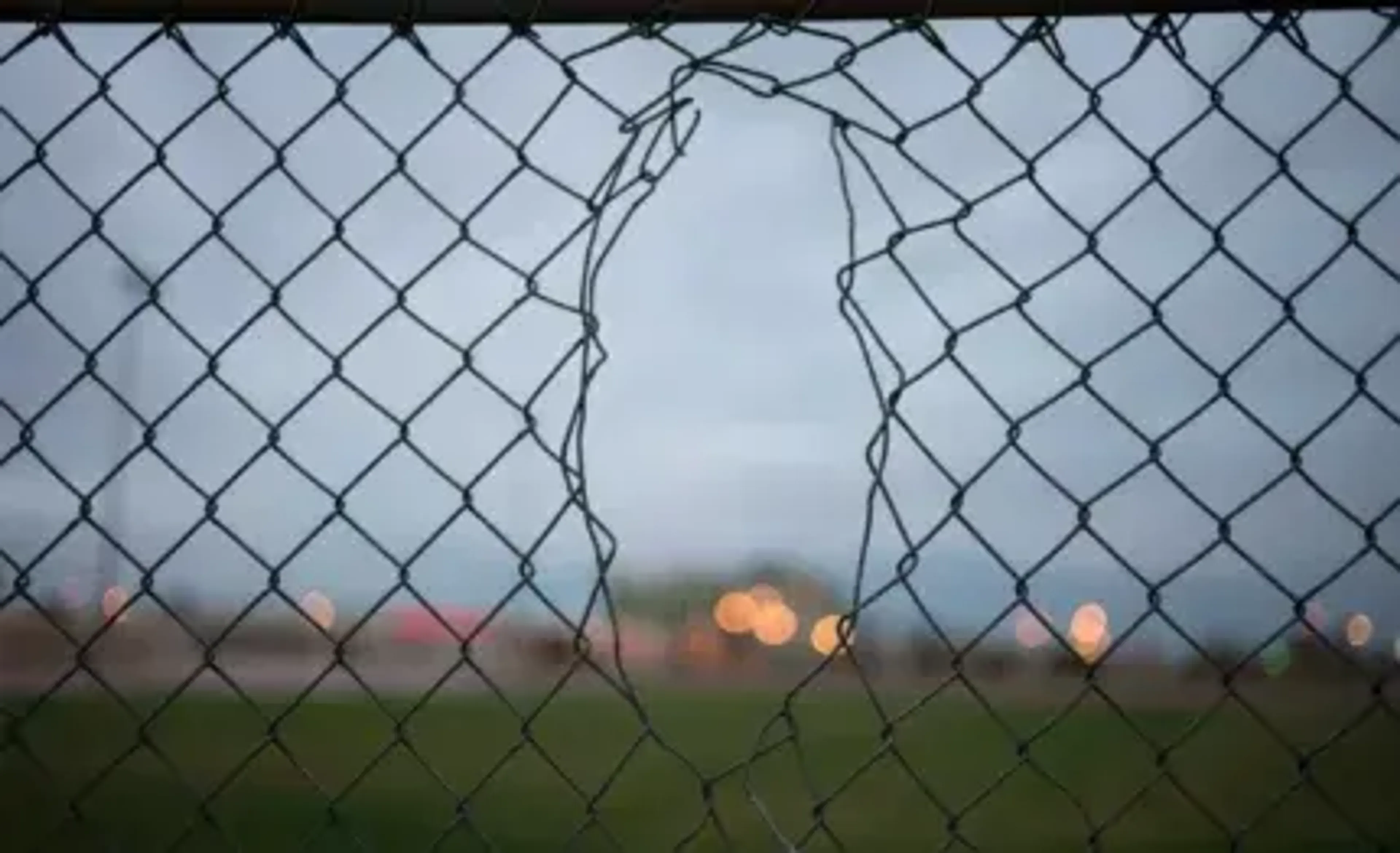 Hole in a wire mesh