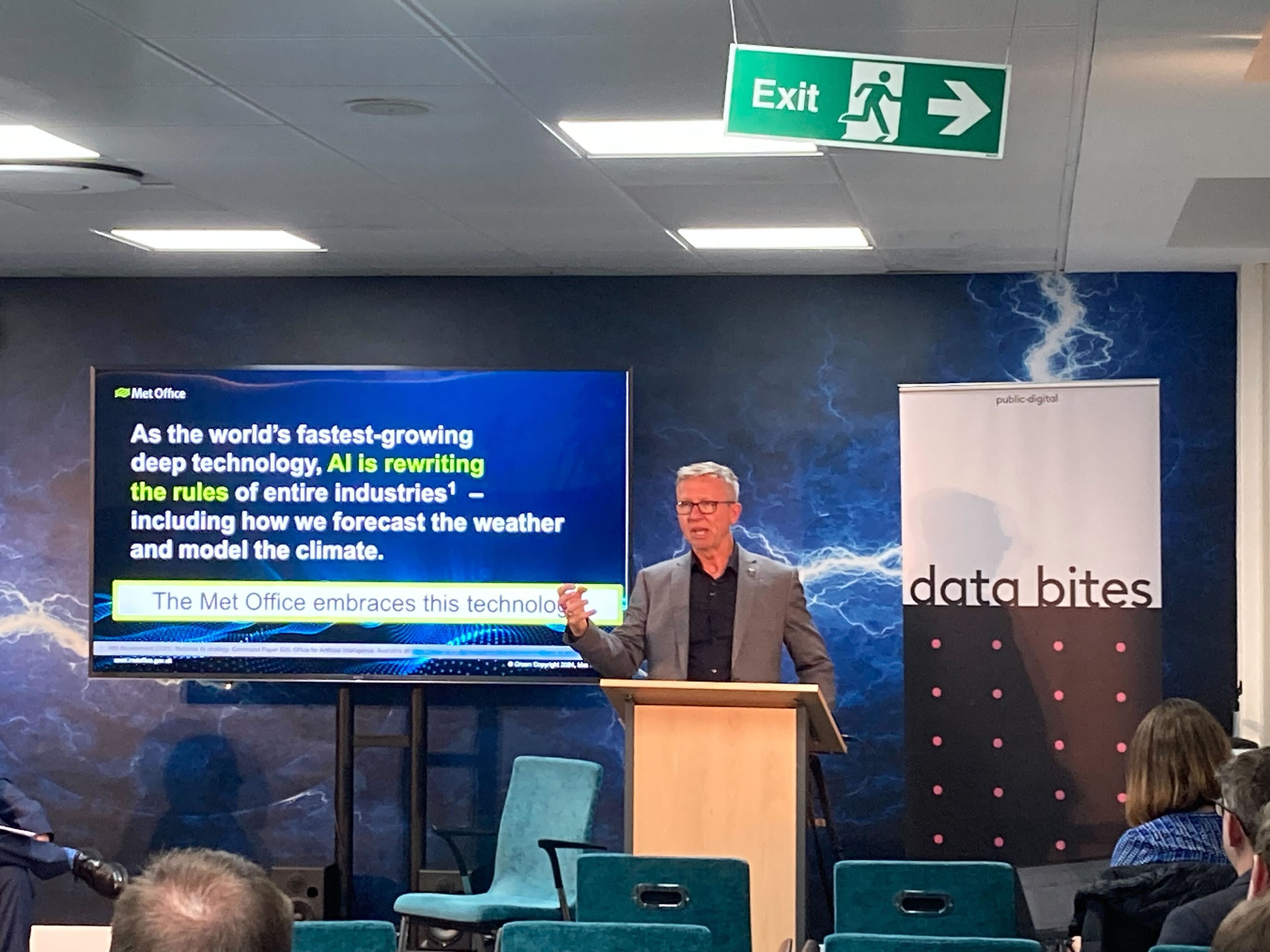 A speaker delivers their Data Bites presentation