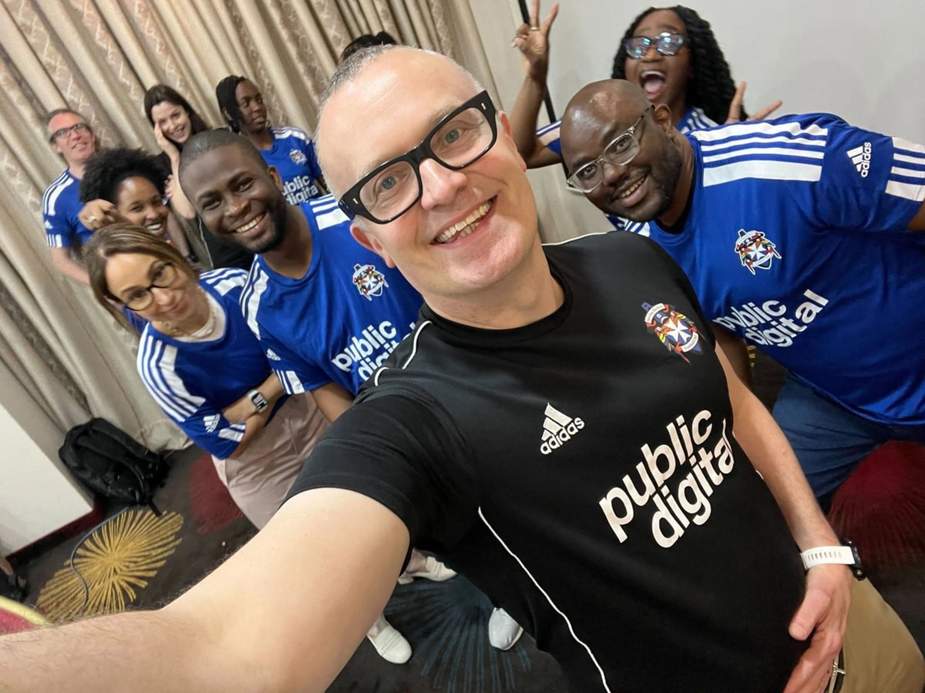 Ben and PD's International Team sporting the Hackney FC shirts