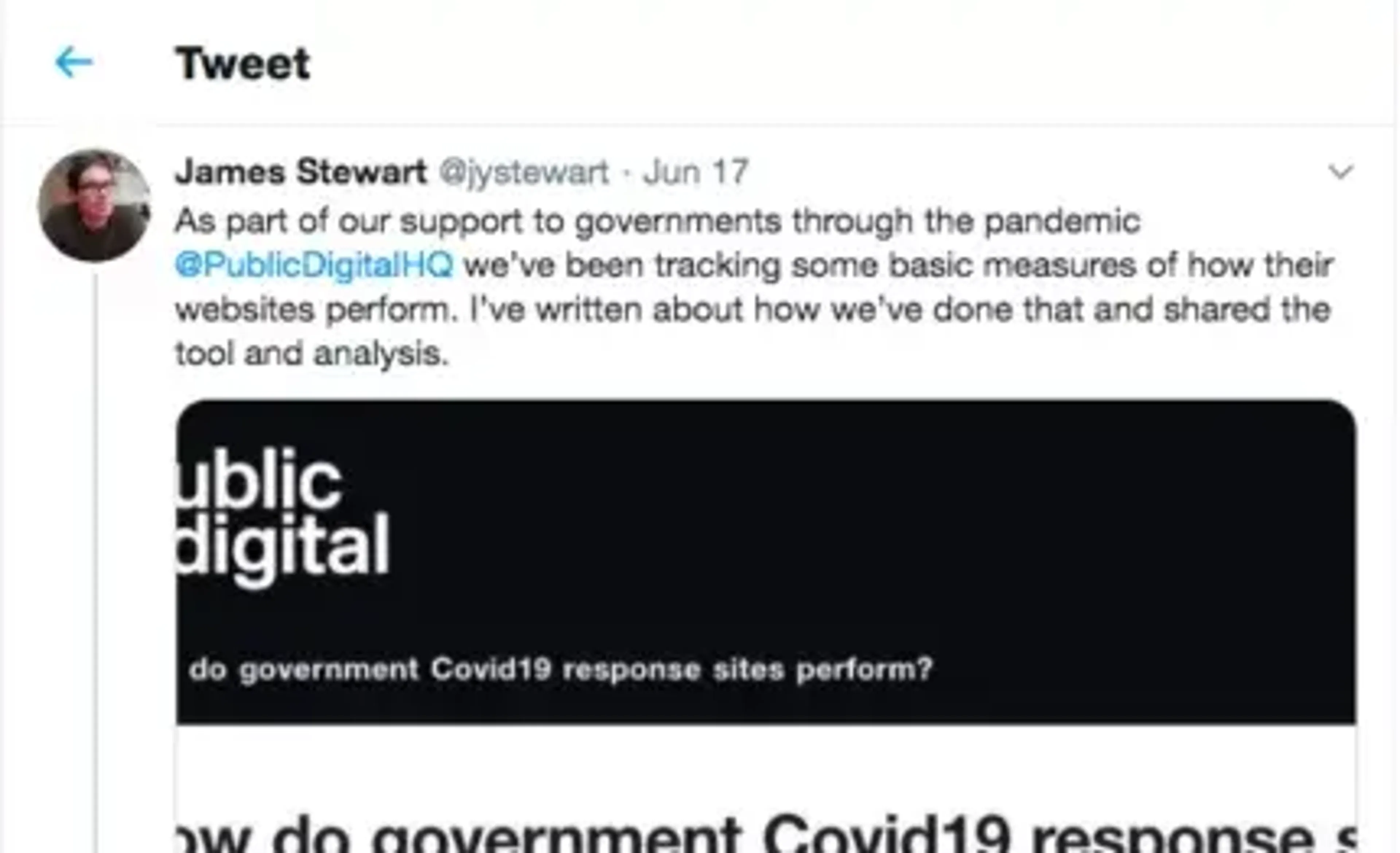 James Stewart Covid tweet