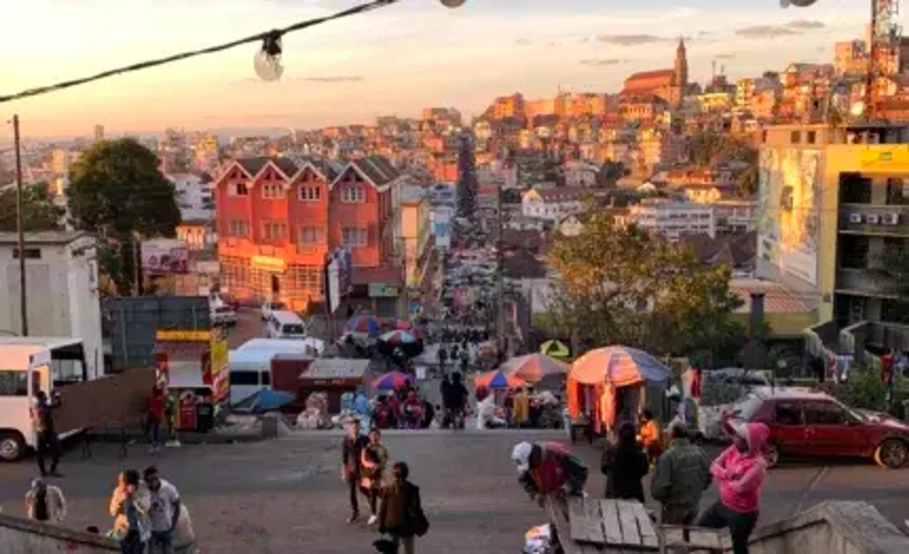 Looking down at the market in Antananarivo Madagascar