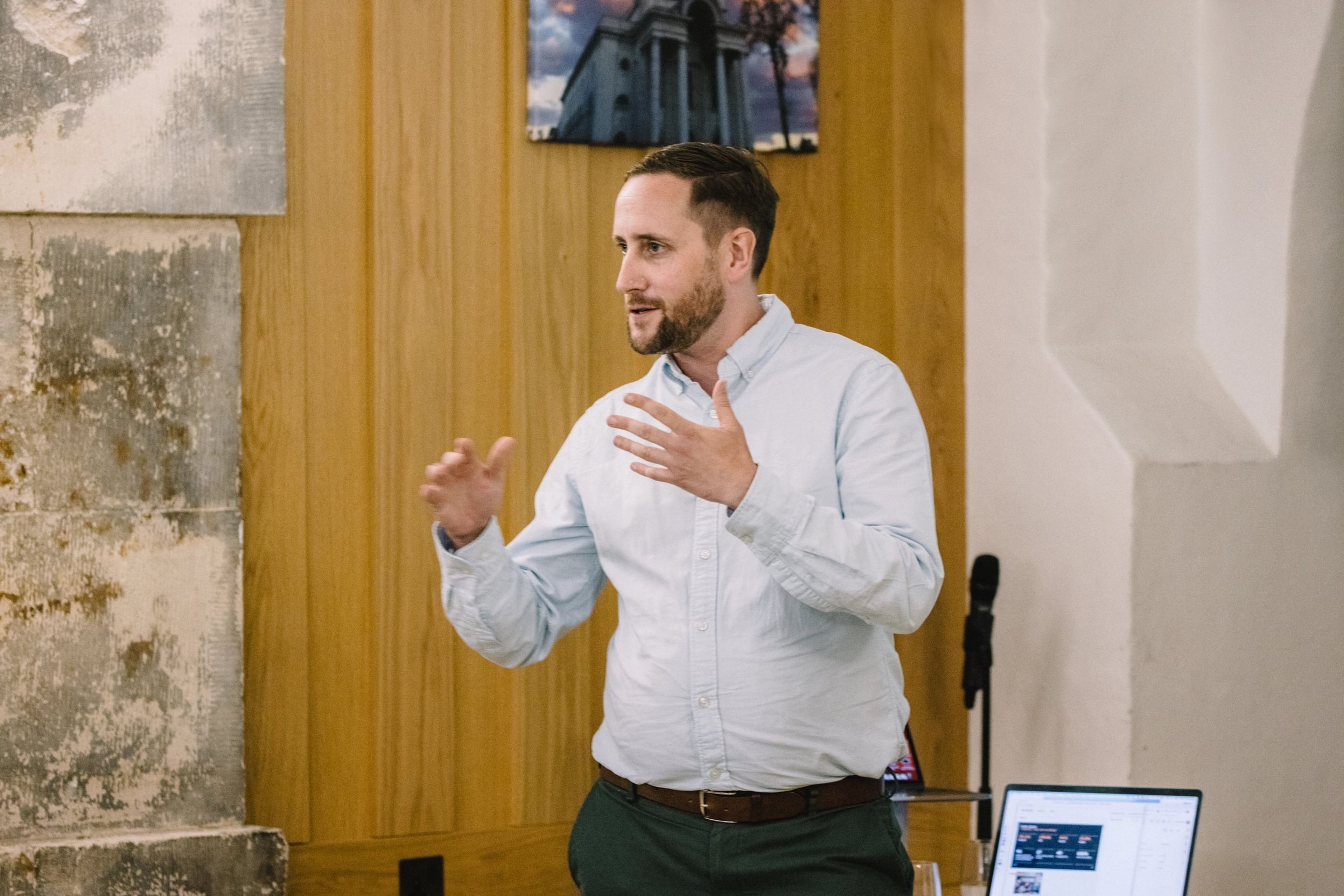 A man delivering a presentation