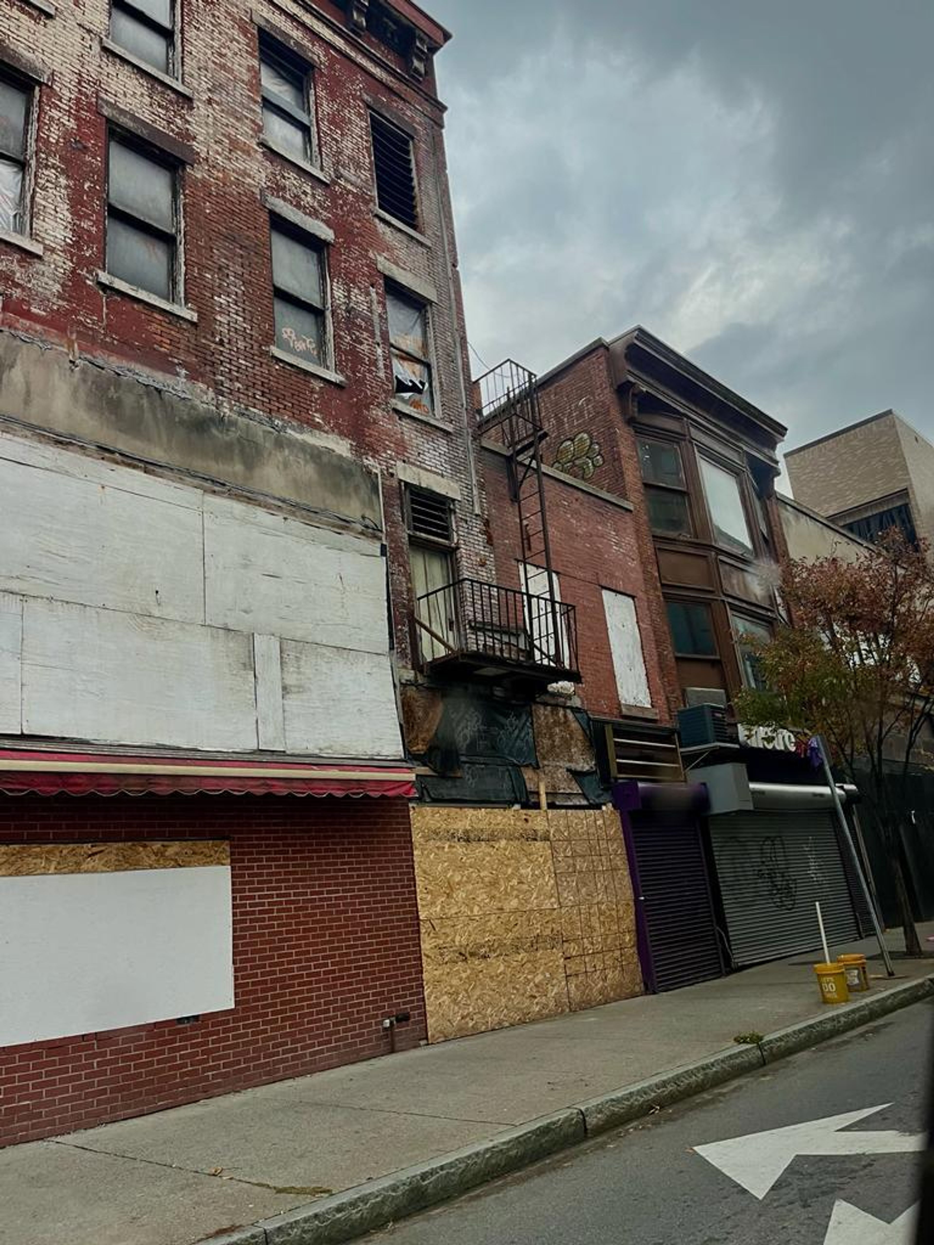 An abandoned and boarded building in New York State