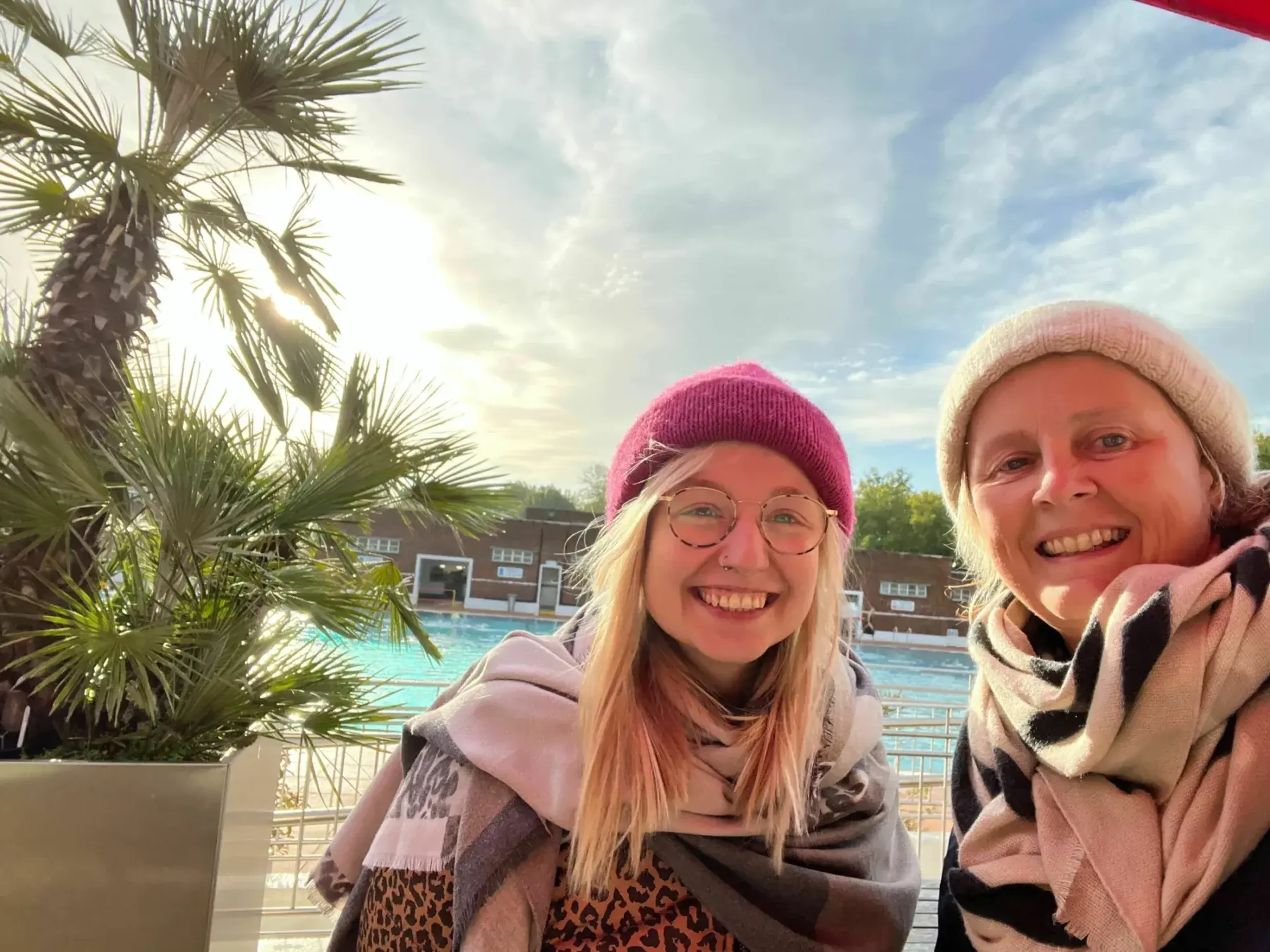 PD's Cate McLaurin and Connie Van Zanten brave the cold water at Parliament Hill Lido