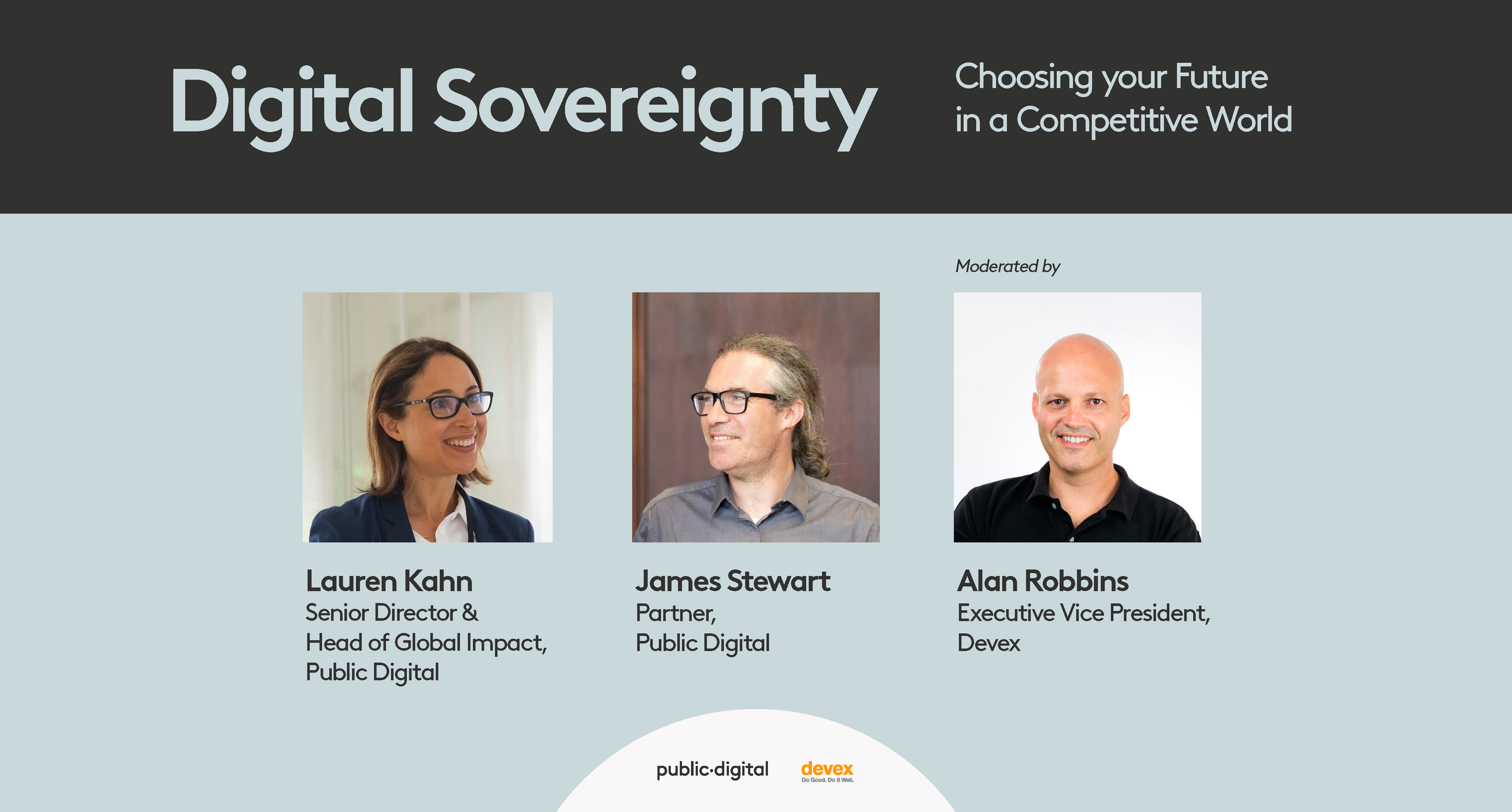 Flyer promoting the Digital sovereignty event with pictures of the speakers