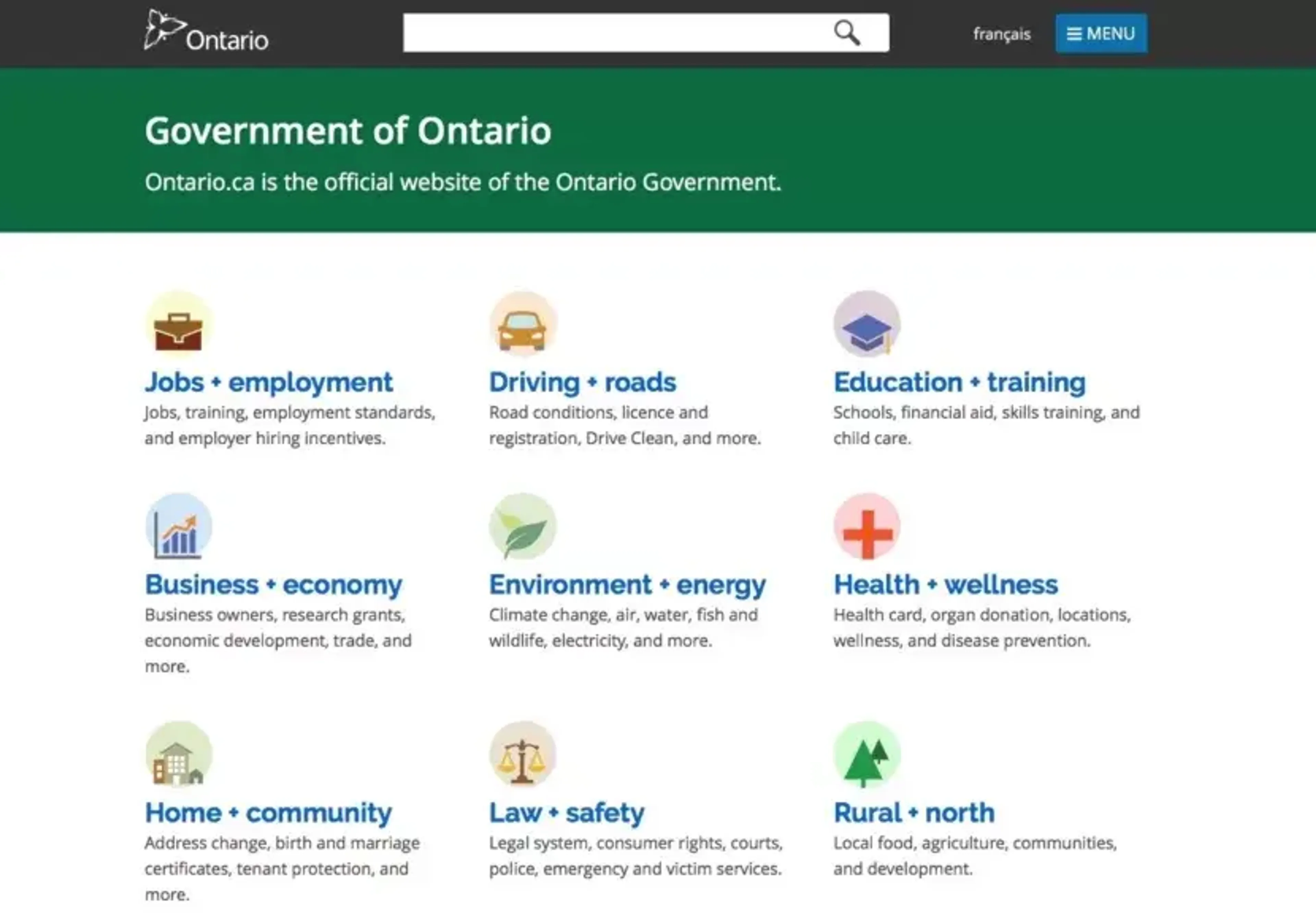 Ontario ca webpage