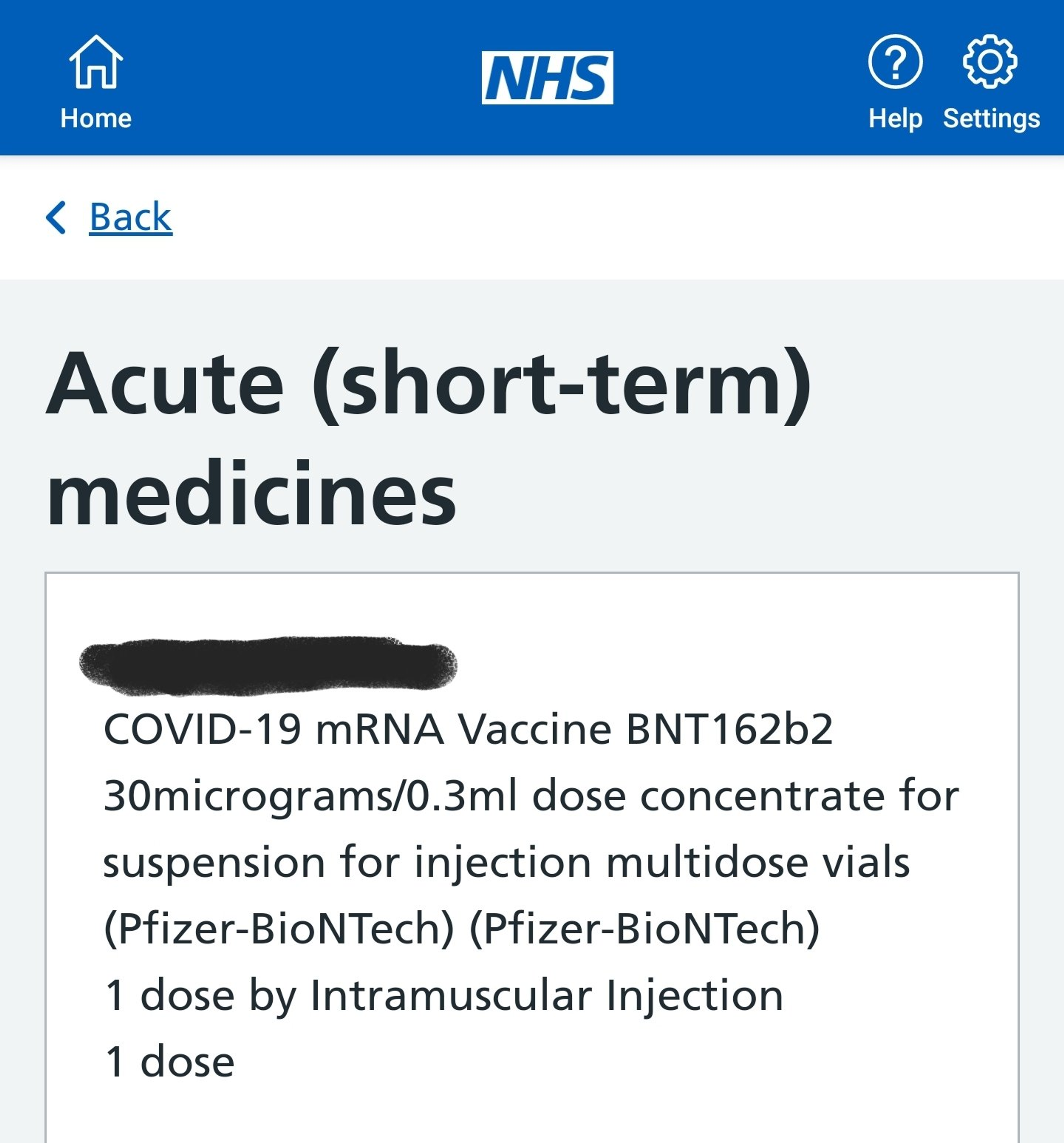 NHS App notification for COVID vaccine