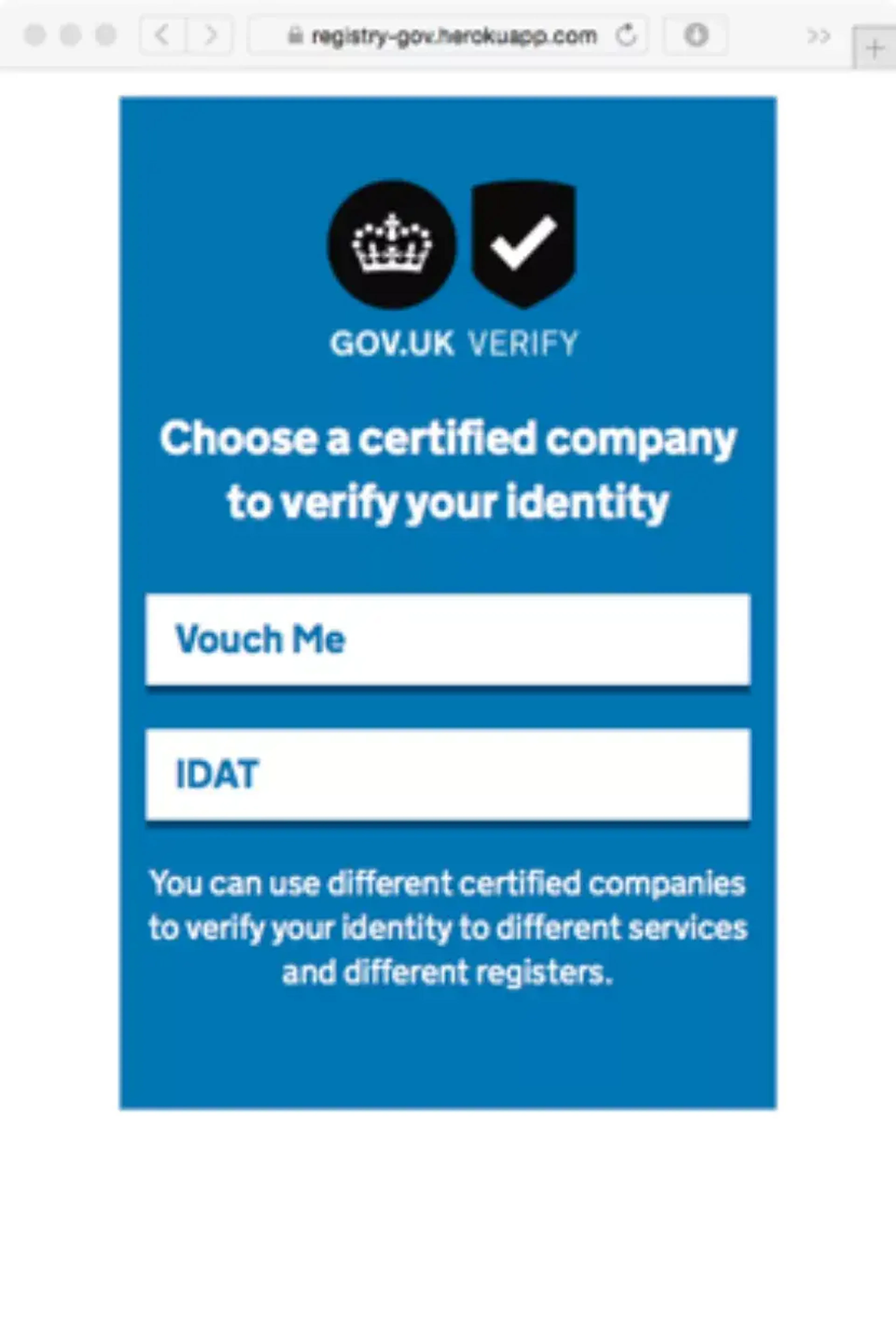 fictional identify verification service